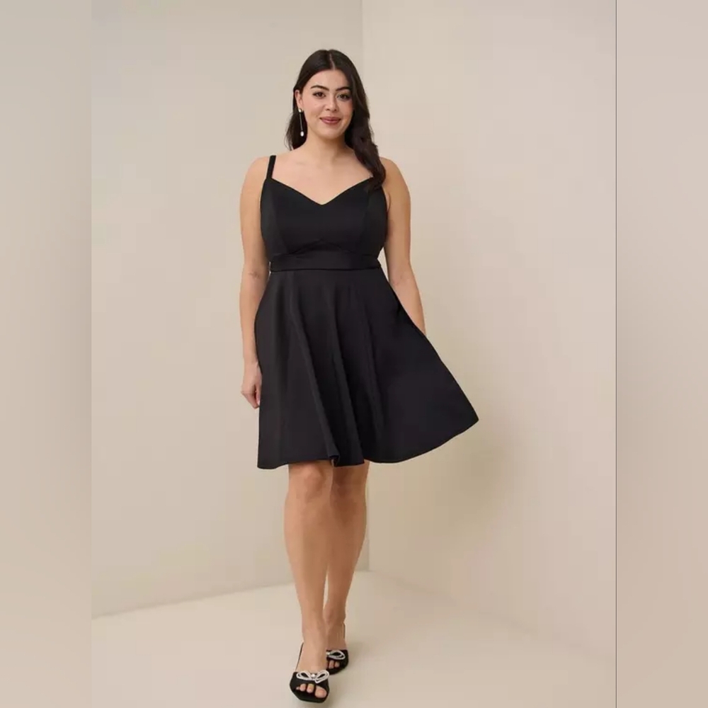 Torrid Mini Scuba Lace-Up Fit And Flare Dress